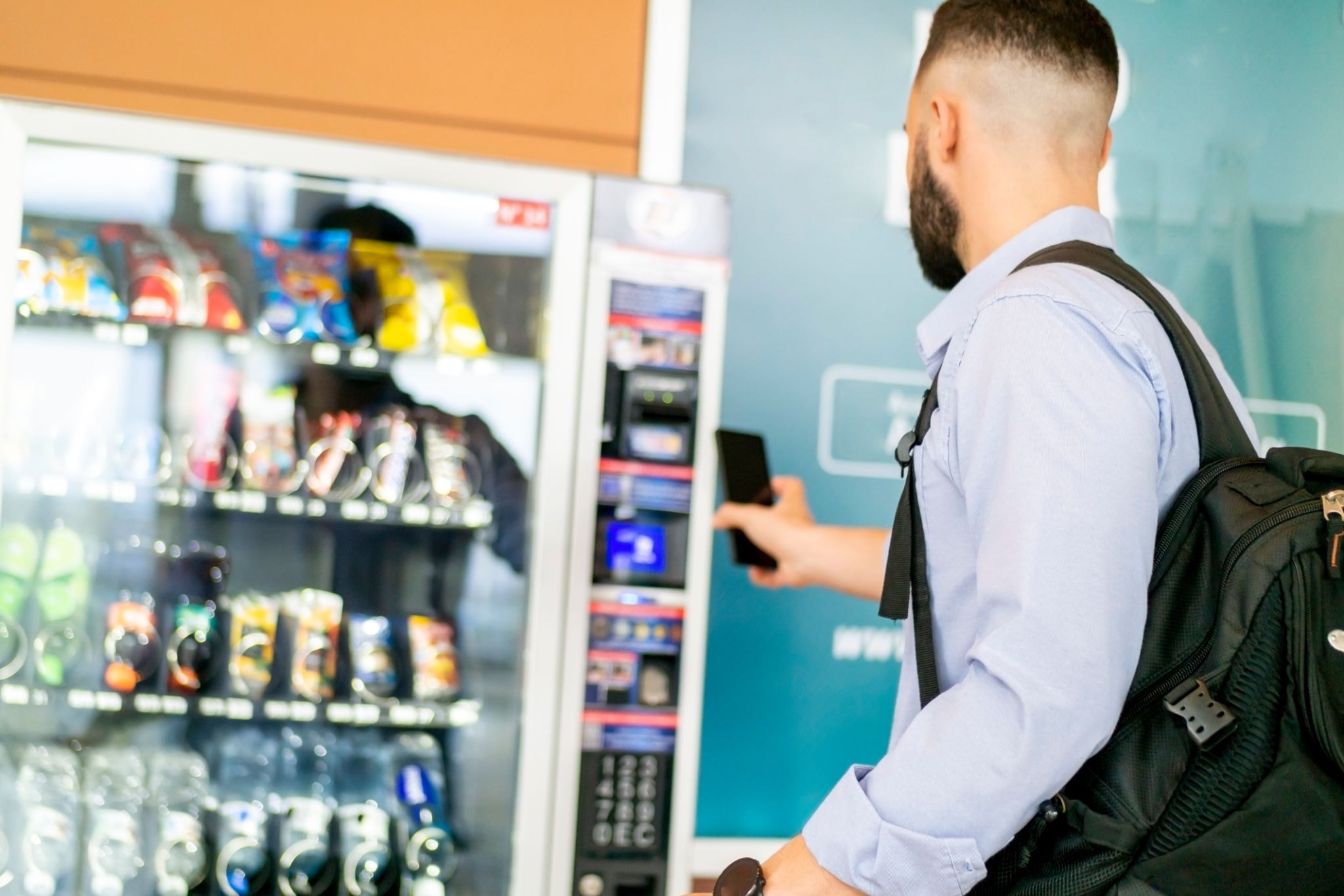 Vending machine being installed in a modern apartment building