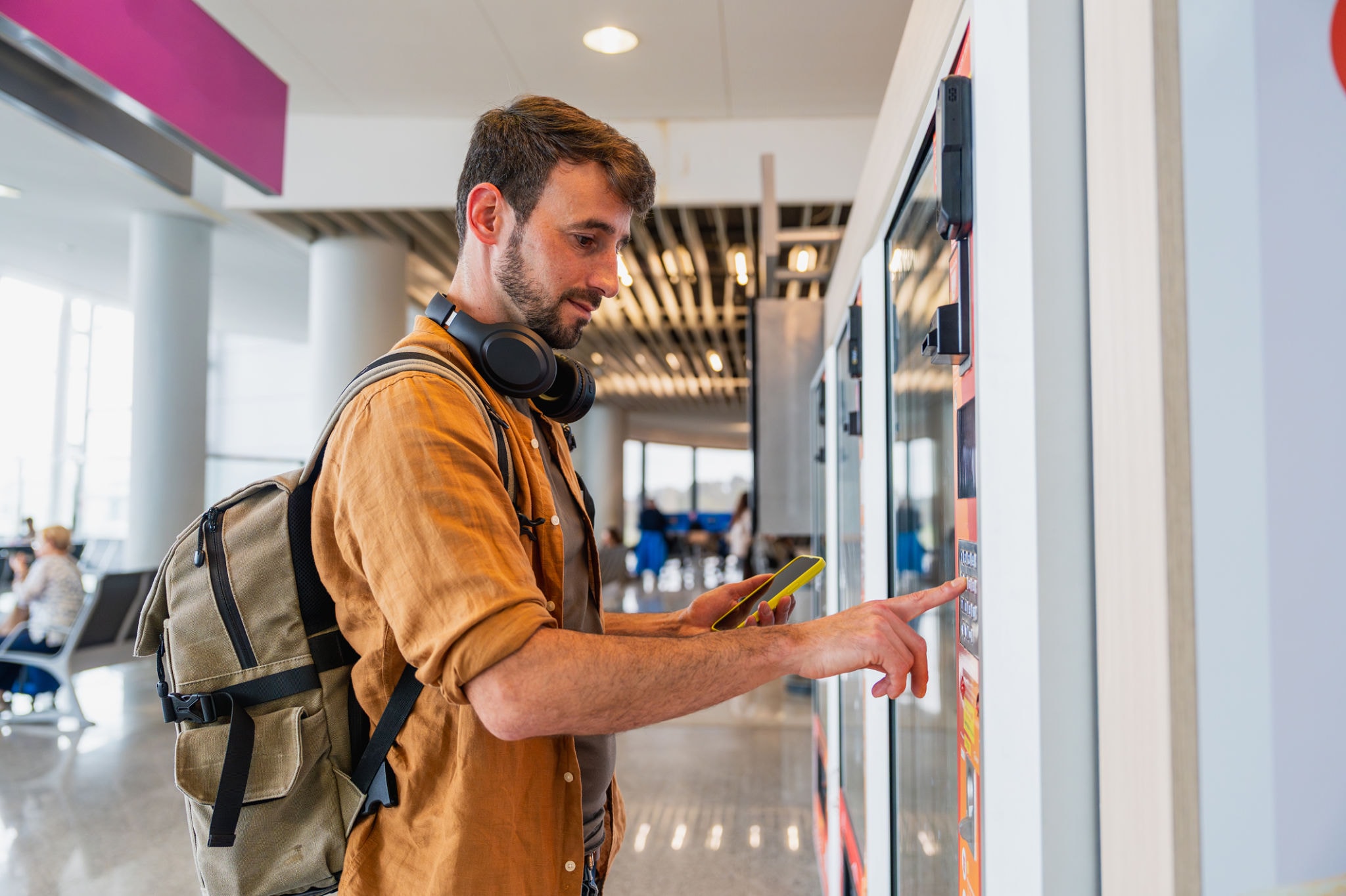 Vending machine being installed in a modern apartment building