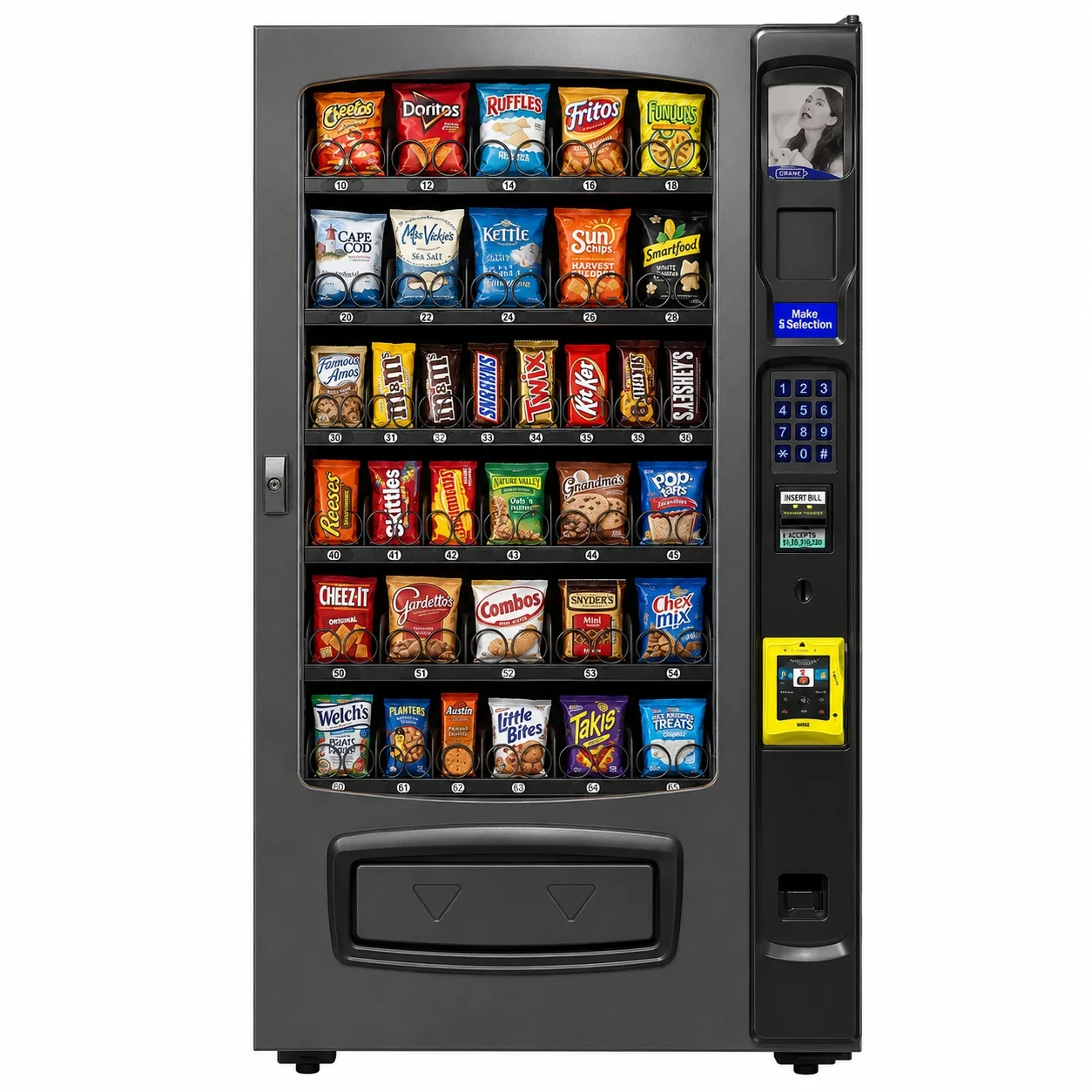 Refrigerated beverage vending machine with cold drinks